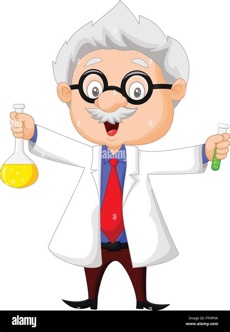 Cartoon scientist holding chemical flask Stock Vector Image & Art - Alamy