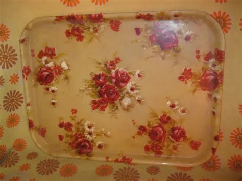 Vintage S Ancien Plateau De Service En Fibre De Verre D Cor Floral