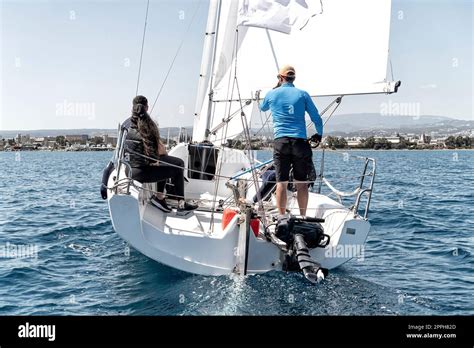 Sailing Crew On Sailboat During Regatta Stock Photo Alamy
