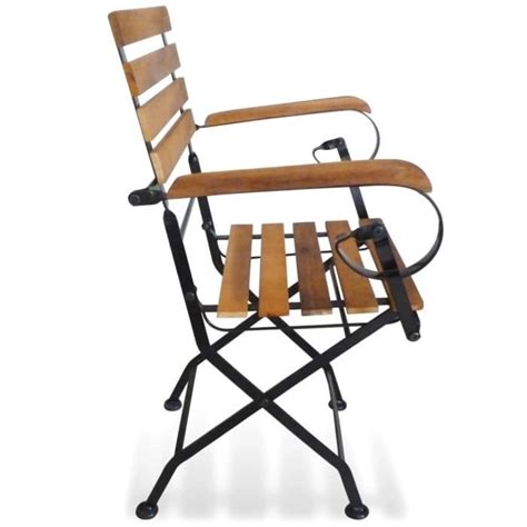 Atyhao Chaises Pliables De Jardin Pcs Acier Et Bois D Acacia Solide