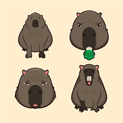 Premium Vector | Cute capybara character vector set