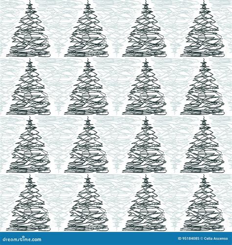 Doodle Pine Trees Seamless Background Stock Illustration Illustration