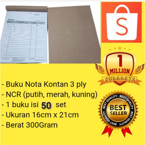 Jual Cod Buku Nota Kontan Ncr Besar 3 Ply 3 Rangkap Shopee Indonesia