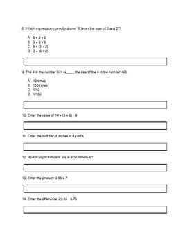 Th Grade Math Test Prep Sbac Parcc Tcap Year End Practice Assessment