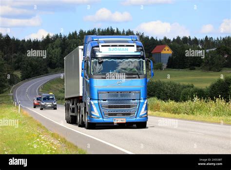 New Blue Volvo FH Truck Semi Trailer Of Transport Sjoman Oy Ab In