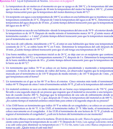 Ley De Enfriamiento De Newton Pdf Ejercicios Y Ejemplos Resueltos