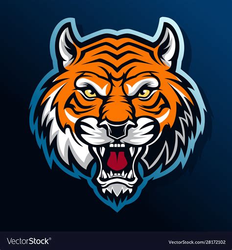 Tiger Head E Sport Logo Angry Royalty Free Vector Image