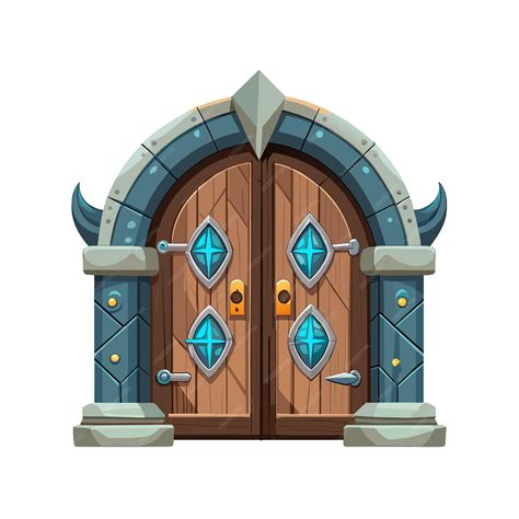 Premium Vector | A cartoon drawing of a door with a blue cross on the top