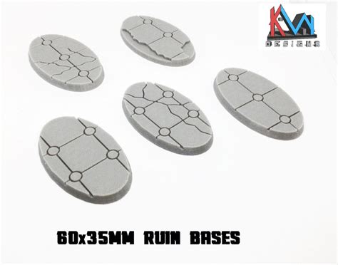 3d Printed 60x35mm Scenic Ancient Temple Ruin Oval Bases Set Of 5