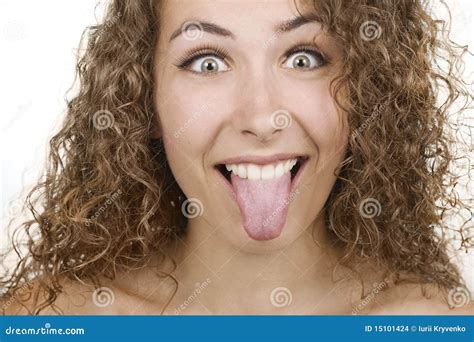 Woman Sticking Her Tongue Out Stock Photo Image