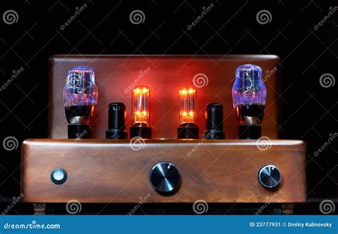 Electronic Amplifier With Glowing Bulb Lamp Stock Image Image Of Amplifier Glass 23777931