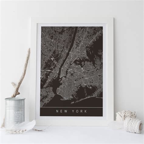 New York City Map Art Modern New York City Print Art Etsy