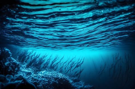 Premium AI Image The Ocean Floor Is A Deep Blue Color With The Word