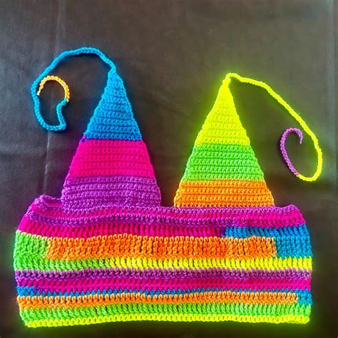 L Crochet Corset Top Neon Lights Bikini Halter Crop Top Festivals Concerts Large Etsy