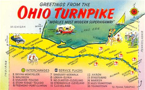 Postcard Gems Ohio Turnpike Map | Maps Of Ohio