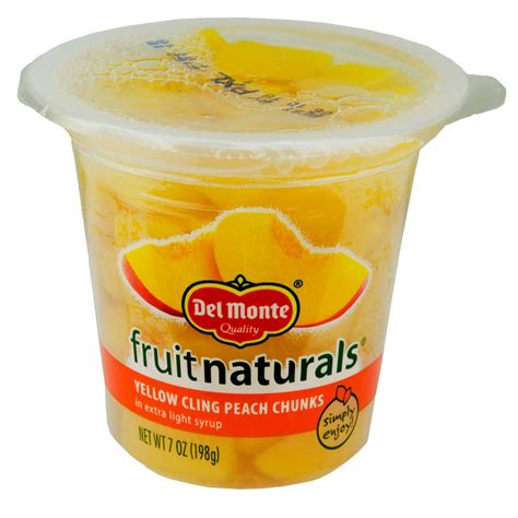 Del Monte Fruit Naturals W Yellow Cling Peaches In Light Syrup 7 Oz