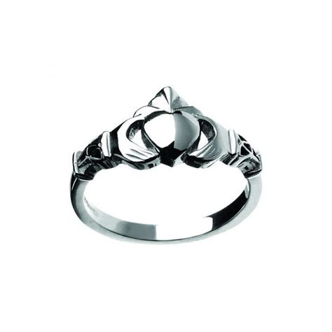 Mens Silver Claddagh Ring With Celtic Knot Band Claddaghrings