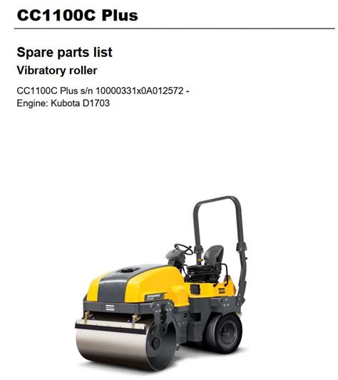 Dynapac Vibratory Roller CC1100C Plus Spare Parts List Auto Repair