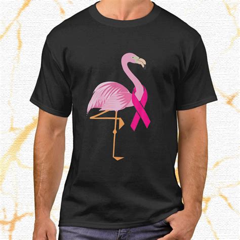 Pink Flamingo Ribbon Breast Cancer Awareness T Shirt For Unisex