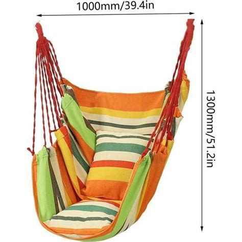 Toile Suspendue Hamac Chaise Suspendue Corde Balançoire Lit 200Kg