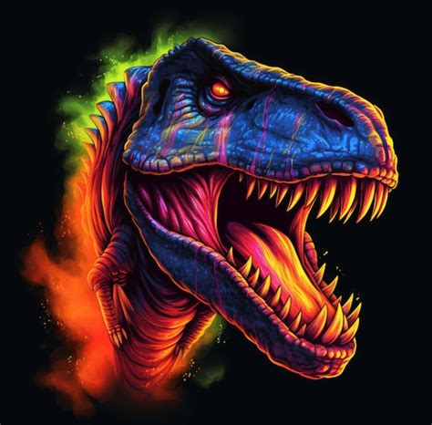 Tiranosaurio rex rugiente aislado sobre fondo negro ilustración 3d de