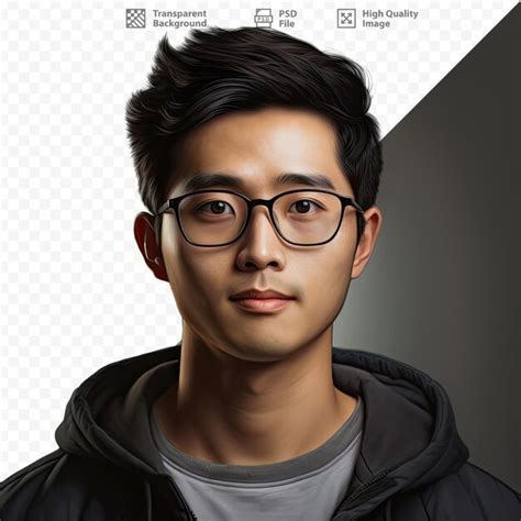 Premium Psd A Man Wearing Glasses And A Jacket With A Picture Of A