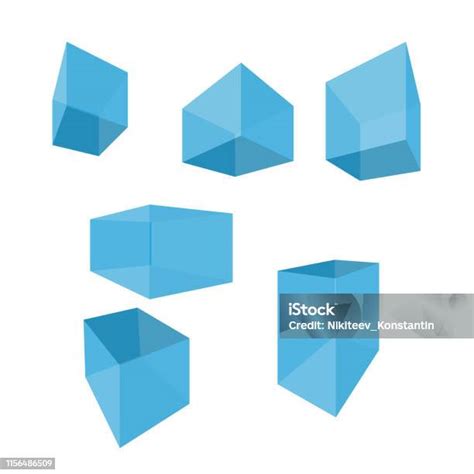 Kubus 3d Datar Dan Parallelepipeds Set Vektor Objek Geometris Ilustrasi