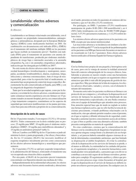 Pdf Lenalidomida Efectos Adversos Y Comercializaci N Dokumen Tips