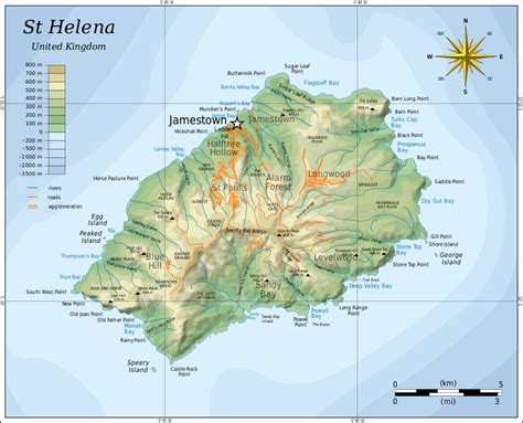 Topographic Map Of Saint Helena En Isla Santa Elena Wikipedia La