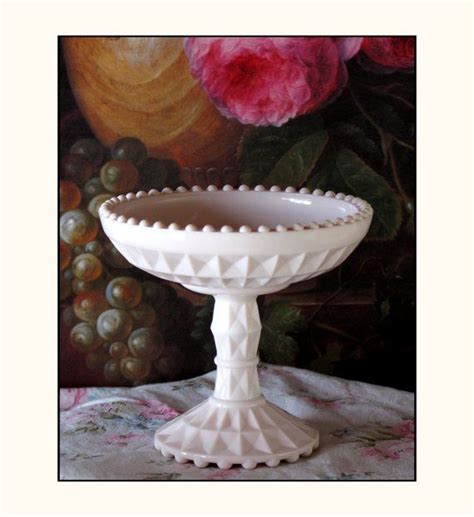 Pink Milk Glass Compote Etsy Pink Milk Milk Glass Glass