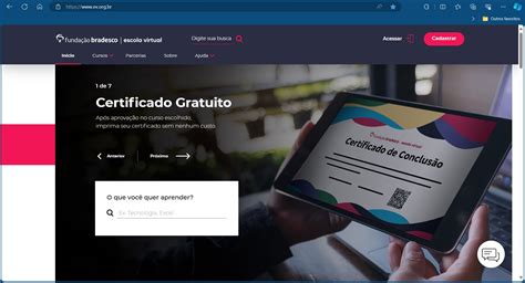 Fundação Bradesco 74 cursos grátis online certificado NET Educação