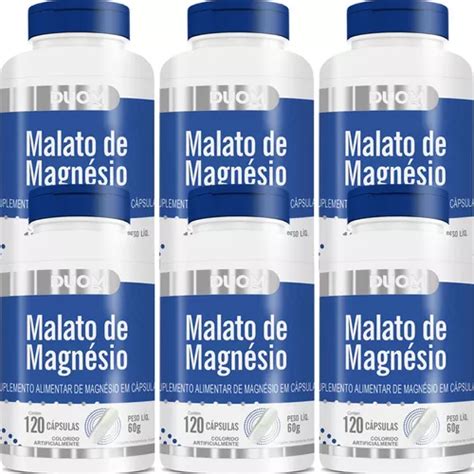 6x Magnésio Malato Dimalato 120 Cápsulas 500mg Duom Frete grátis