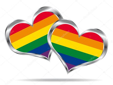 Two Hearts With Lgbt Flag Vector Icon — Stock Vector © Albachiaraa