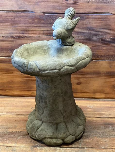 Stone Garden Brick Stone Effect Leaf Detailed Bird Bath Bird Etsy