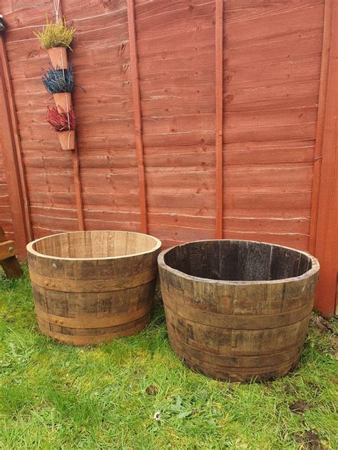 Genuine Half Whiskey Barrel Planters Etsy