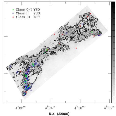 Distribution Of Ysos In The Herschel H 2 Column Density Map This Map Download Scientific