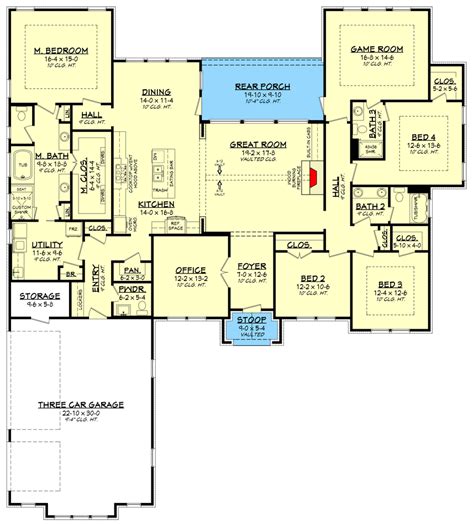 Rectangle Floor Plans 4 Bedroom