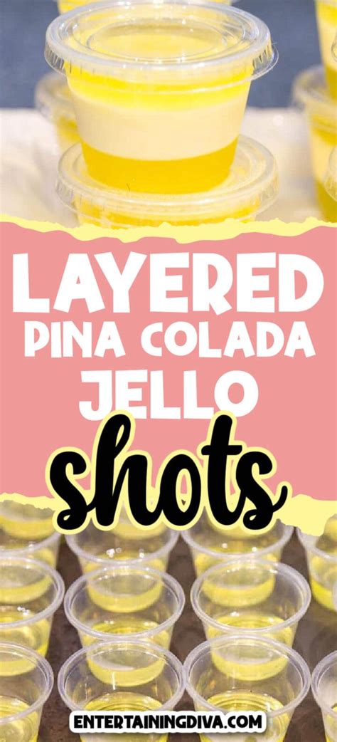 Layered Pina Colada Jello Shots With Coconut Cream Pudding