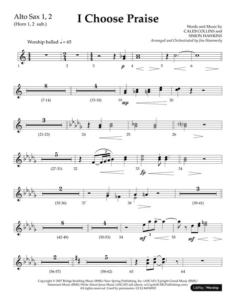 I Choose Praise Choral Anthem Satb Alto Sax Sheet Music Pdf Lifeway