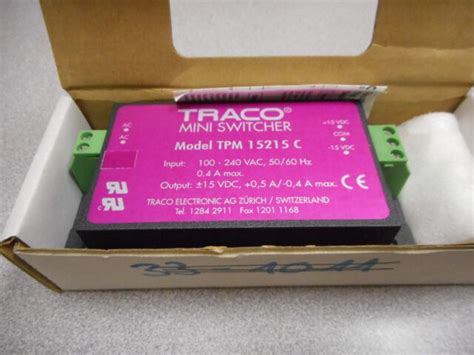 TRACO POWER MODEL TPM 15215C MINI SWITCHER INPUT 100 240 VAC 50 60HZ 0