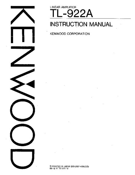 Kenwood Tl 922a Linear Amplifier Service Manual Download Schematics