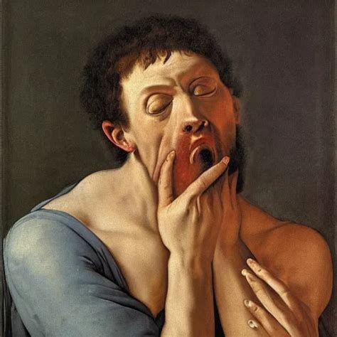 Mannerism Painting Portrait Of A Man Crying Scared Stable Diffusion