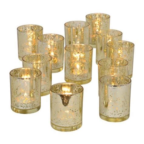 Gold Mercury Glass Votive Holders Set Of 12 Gold Mercury Glass Candle Holders Glass Votive