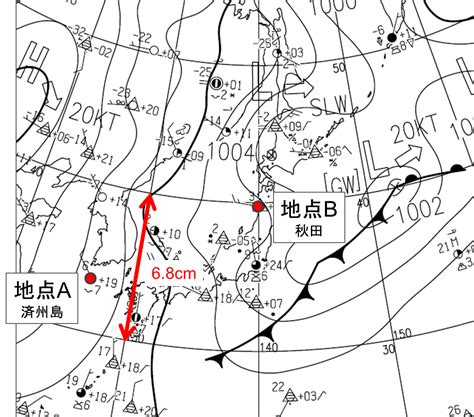 【天気図】天気図上の距離の測定 Weather Learning Diary