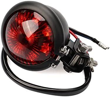 HANEU Motorrad LED Rücklicht Bremslicht Bates Style Schwarz Rotes Glas