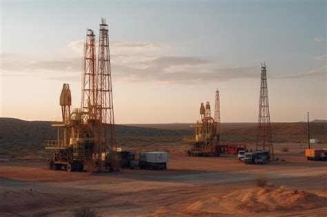 Premium Photo Desert Oil Drilling Rigs