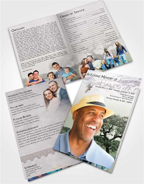 Bifold Order Of Service Obituary Template Brochure Evening Loving