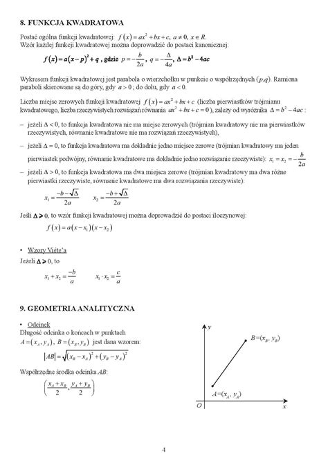 Karta Wzor W Matematyka Matura Tablice I Wzory Matematyczne