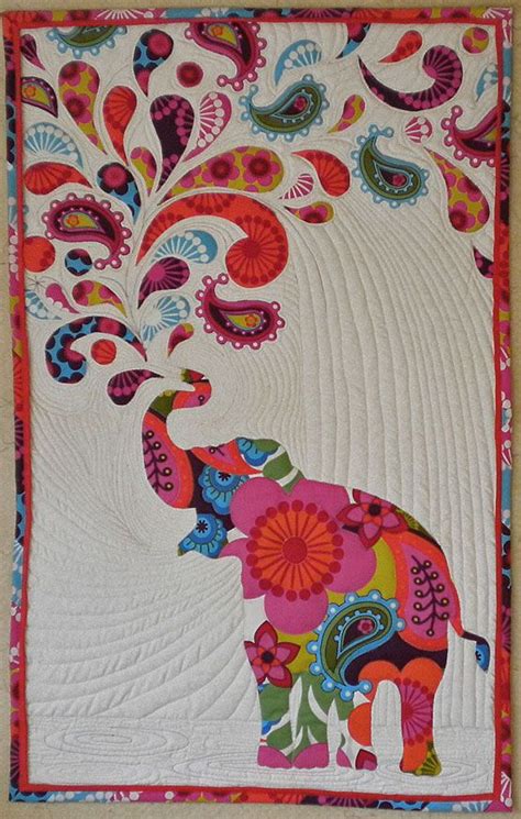 Lovely Paisley Splash Elephant Quilt Pattern Free