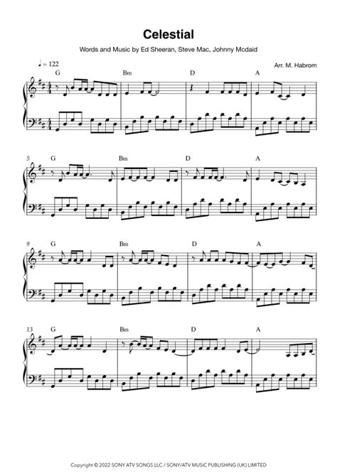 Celestial Arr Michael Habrom By Ed Sheeran Sheet Music For Easy Piano At Sheet Music Direct